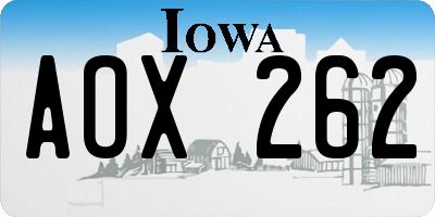 IA license plate AOX262