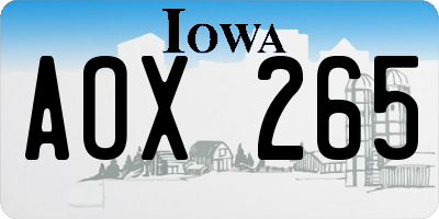 IA license plate AOX265