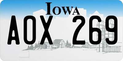 IA license plate AOX269