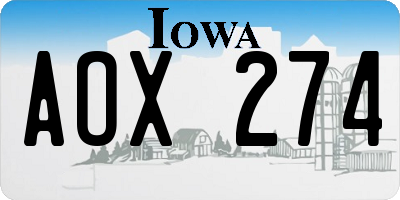 IA license plate AOX274