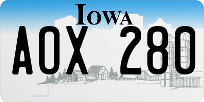 IA license plate AOX280