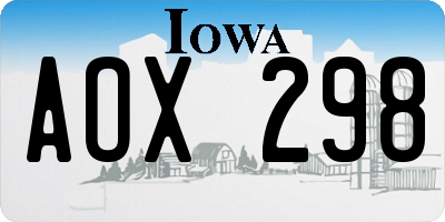 IA license plate AOX298