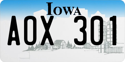 IA license plate AOX301