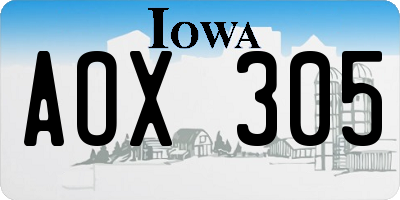 IA license plate AOX305