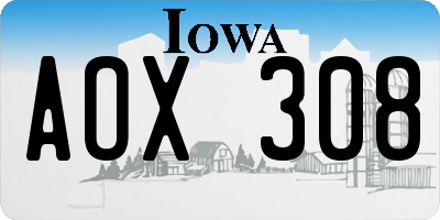 IA license plate AOX308