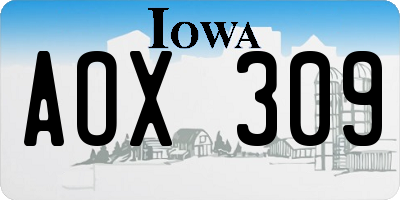 IA license plate AOX309