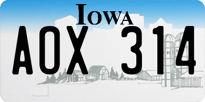 IA license plate AOX314
