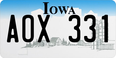IA license plate AOX331