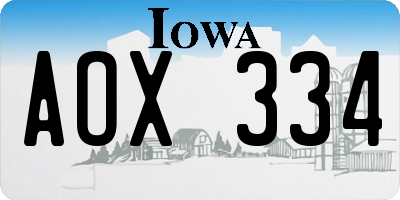 IA license plate AOX334