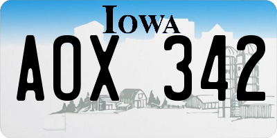 IA license plate AOX342