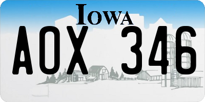 IA license plate AOX346