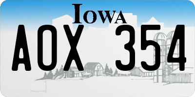 IA license plate AOX354