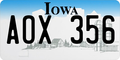 IA license plate AOX356