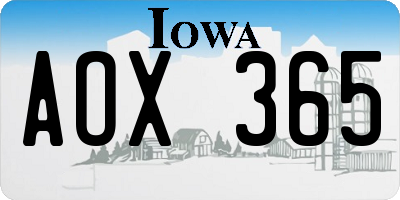IA license plate AOX365