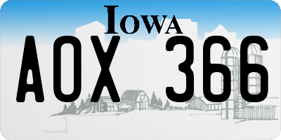 IA license plate AOX366