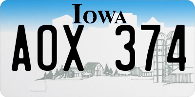 IA license plate AOX374