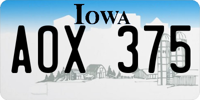 IA license plate AOX375