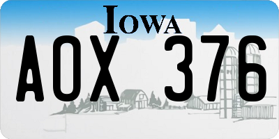 IA license plate AOX376