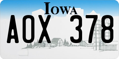 IA license plate AOX378
