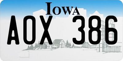 IA license plate AOX386