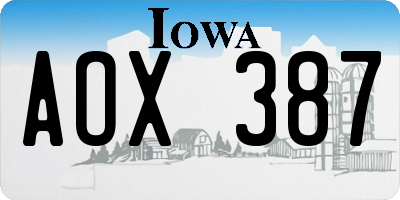 IA license plate AOX387