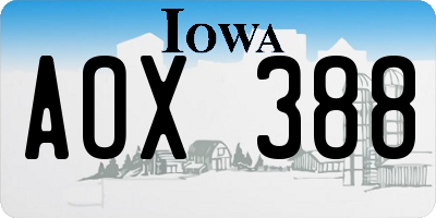 IA license plate AOX388