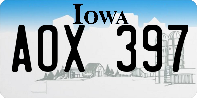 IA license plate AOX397