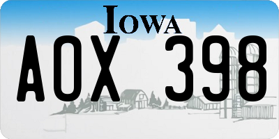 IA license plate AOX398
