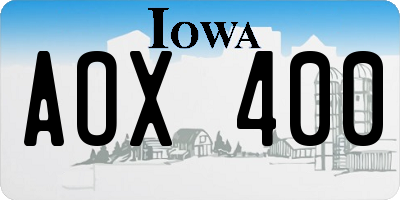 IA license plate AOX400