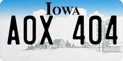 IA license plate AOX404