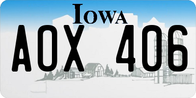IA license plate AOX406