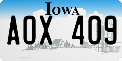 IA license plate AOX409