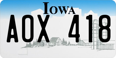 IA license plate AOX418