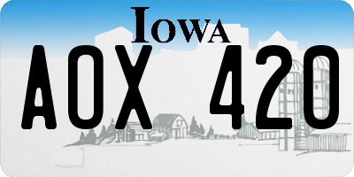 IA license plate AOX420