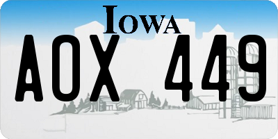 IA license plate AOX449
