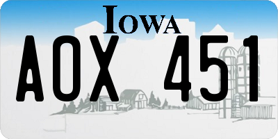 IA license plate AOX451