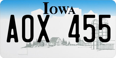 IA license plate AOX455