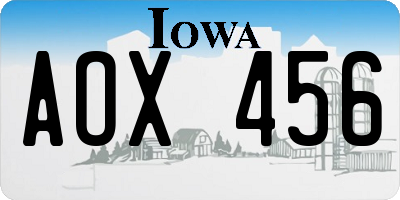 IA license plate AOX456