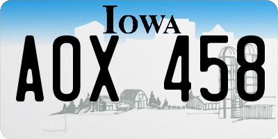 IA license plate AOX458