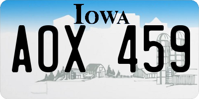 IA license plate AOX459