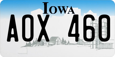 IA license plate AOX460