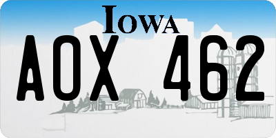 IA license plate AOX462