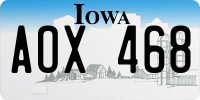 IA license plate AOX468