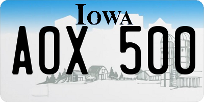 IA license plate AOX500
