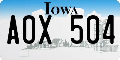 IA license plate AOX504