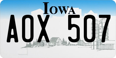 IA license plate AOX507