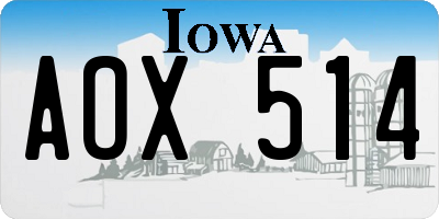 IA license plate AOX514