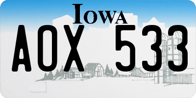 IA license plate AOX533