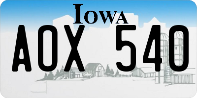 IA license plate AOX540