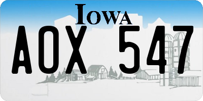 IA license plate AOX547
